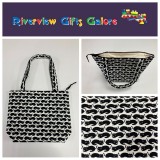 Medium Tote Bag with Zip - Black Cats on White Medium Tote Bag with Zip - Black Cats on White